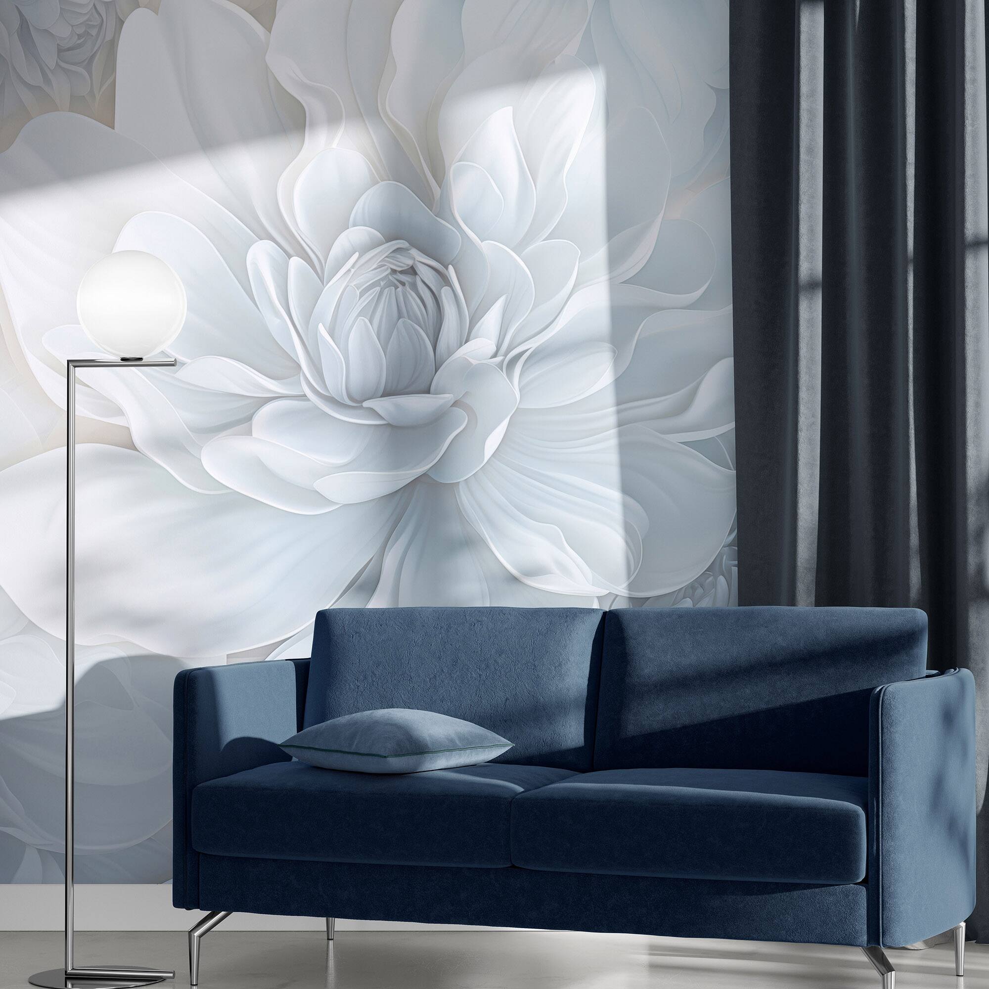 Designs Direct Pale Floral Beauty Gray Wall Mural